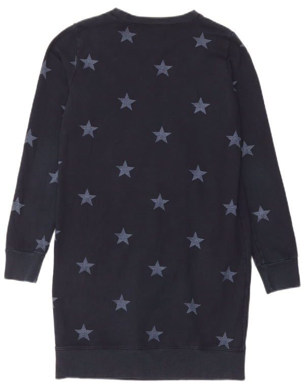 Converse Dame Sweatshirt Jumper Dress UK 10 Small Navy Blue Geometric
