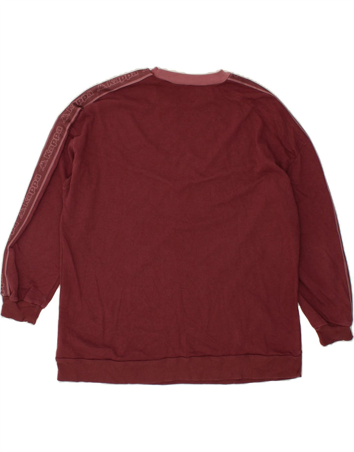 KAPPA Womens Oversized Graphic Sweatshirt Jumper UK 16 Large Maroon Vintage Kappa and Second-Hand Kappa from Messina Hembry 