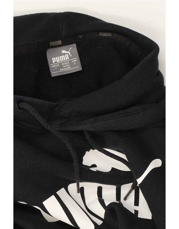 Puma Grafisk hættetrøje til mænd, stor sort bomuld