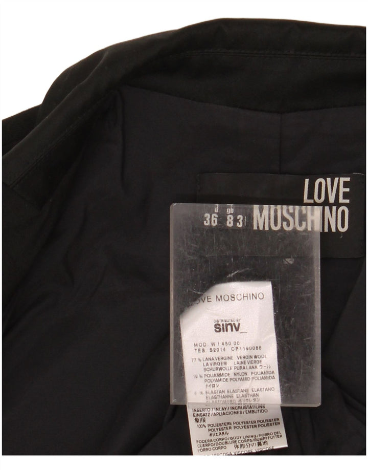 MOSCHINO Dame 1-knap blazerjakke UK 8 Small Black Virgin Wool