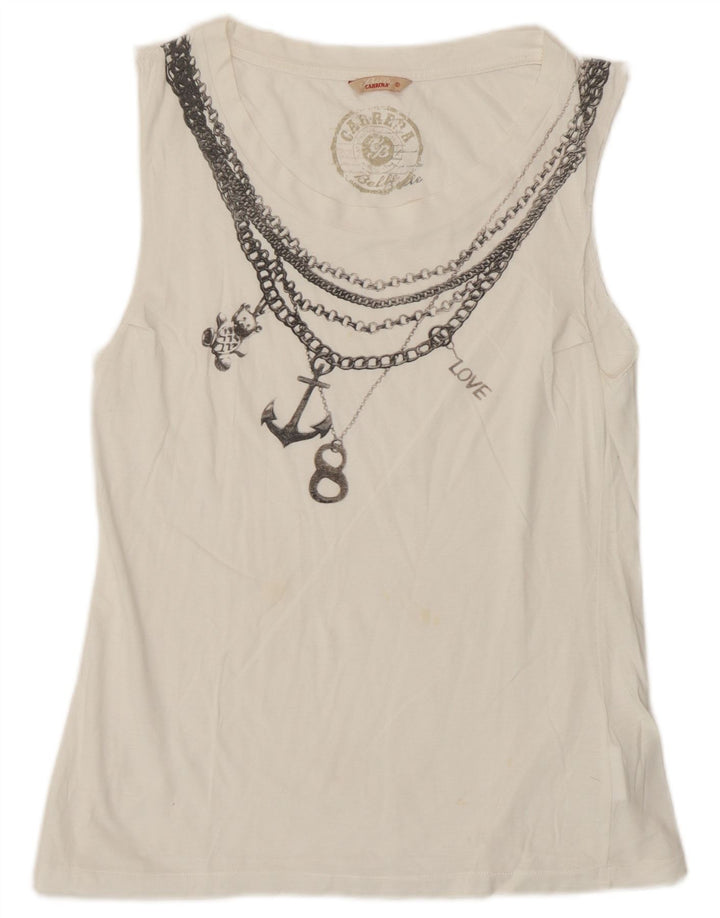 Carrera Kvinder Grafisk Vest Top UK 10 Small White Bomuld