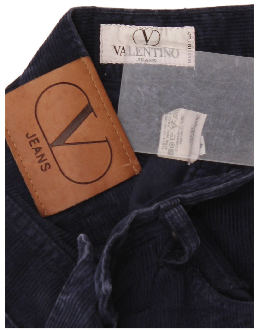 VALENTINO Lige fløjlsbukser til mænd W40 L28 Marineblå bomuld