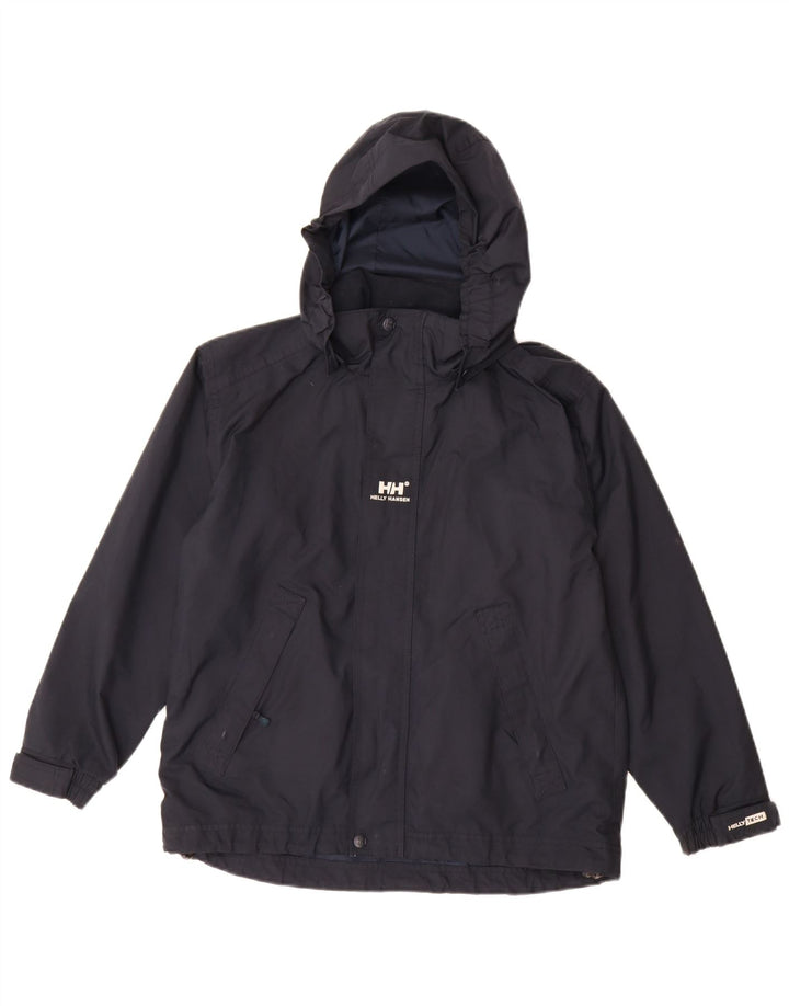 Helly Hansen Regnjakke med hætte til drenge 11-12 år Marineblå polyester