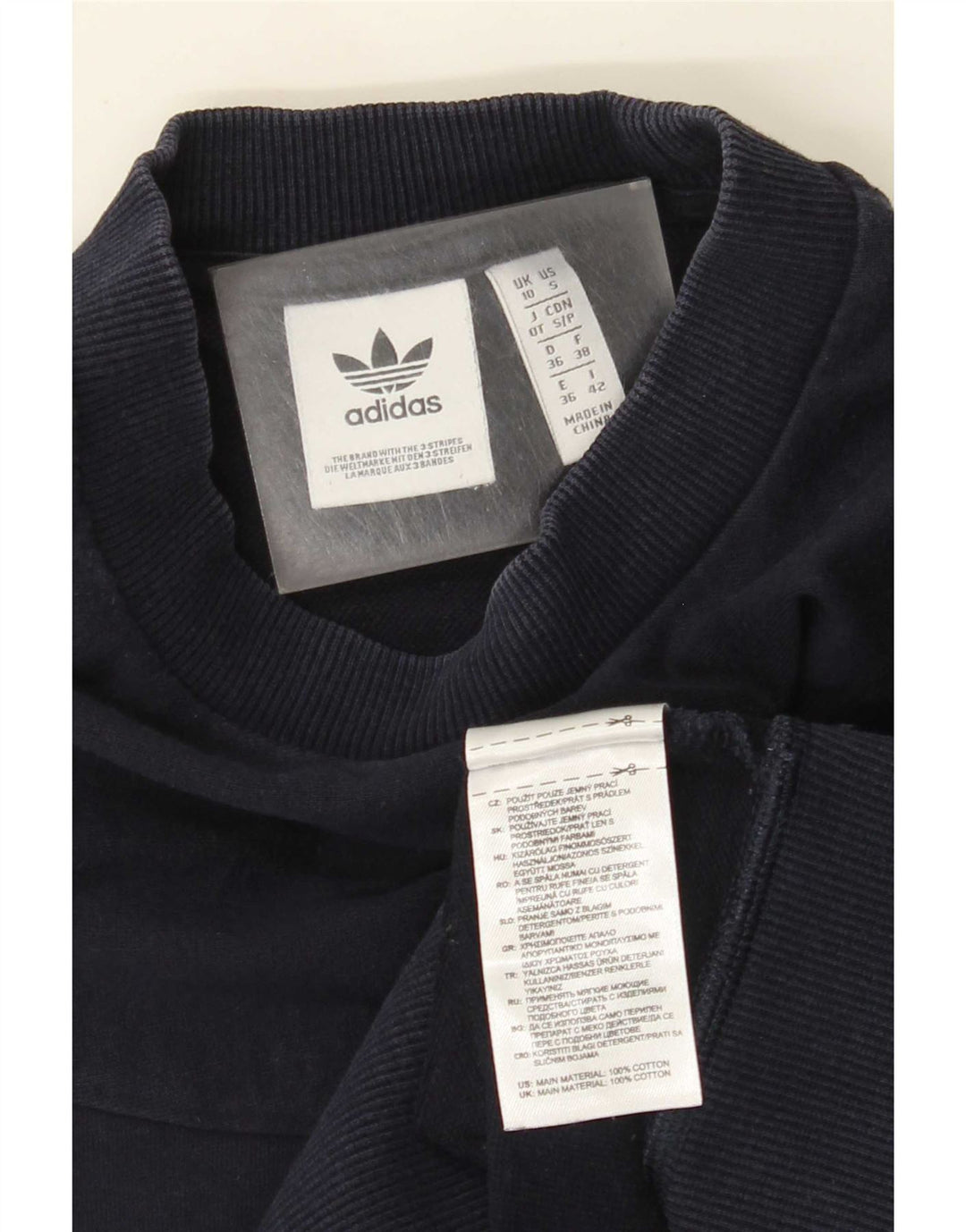Adidas Dame Oversized Sweatshirt Jumper UK 10 Small Navy Blue Bomuld