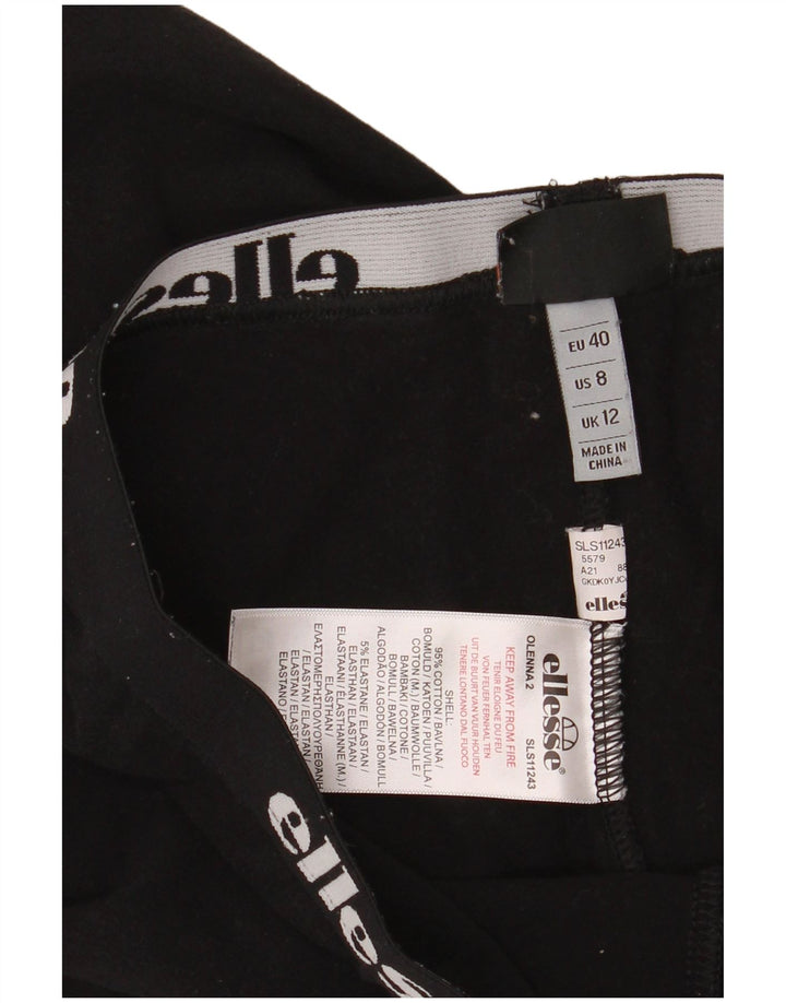 ELLESSE Grafiske Leggings til kvinder UK 12 Medium Sort Bomuld