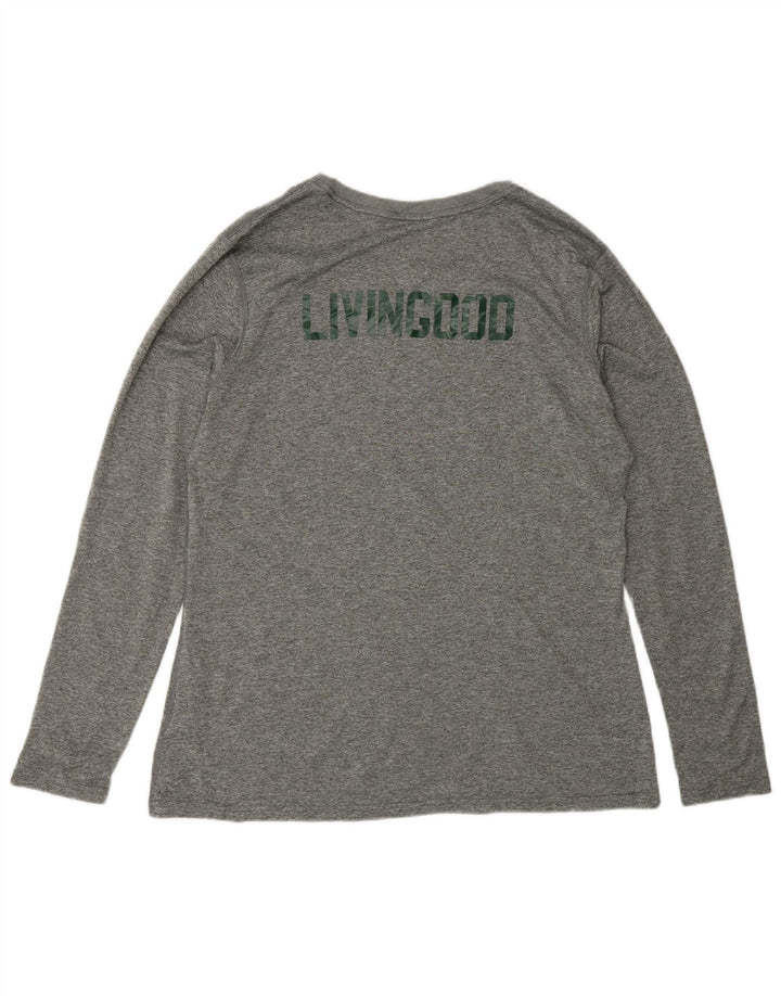 Nike Dame Dri Fit Grafisk Top Langærmet UK 16 Stor Grå Flecked