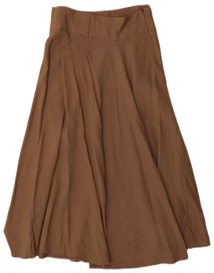 Zara Dame Midi Nederdel Medium W28 Brun hør