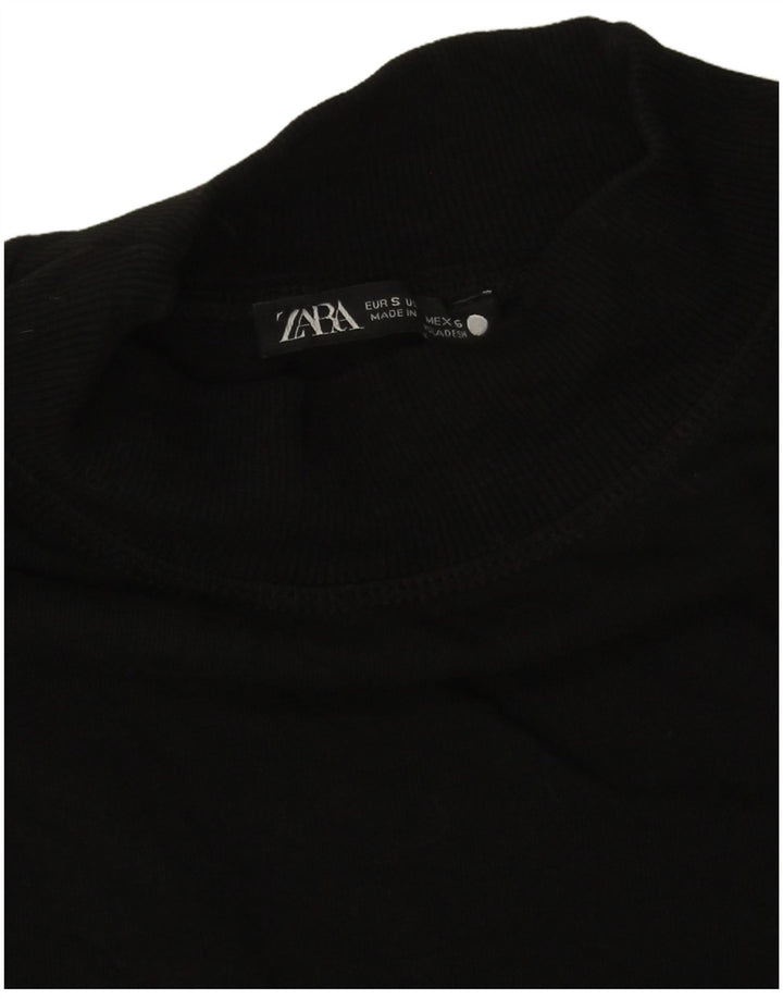 Zara Dame T-Shirt Top UK 10 Lille Sort