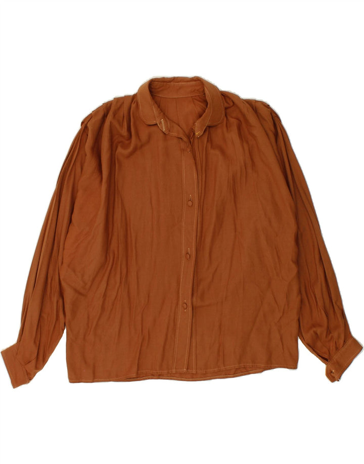 VINTAGE Womens Shirt Blouse UK 16 Large Brown Viscose Vintage Vintage and Second-Hand Vintage from Messina Hembry 