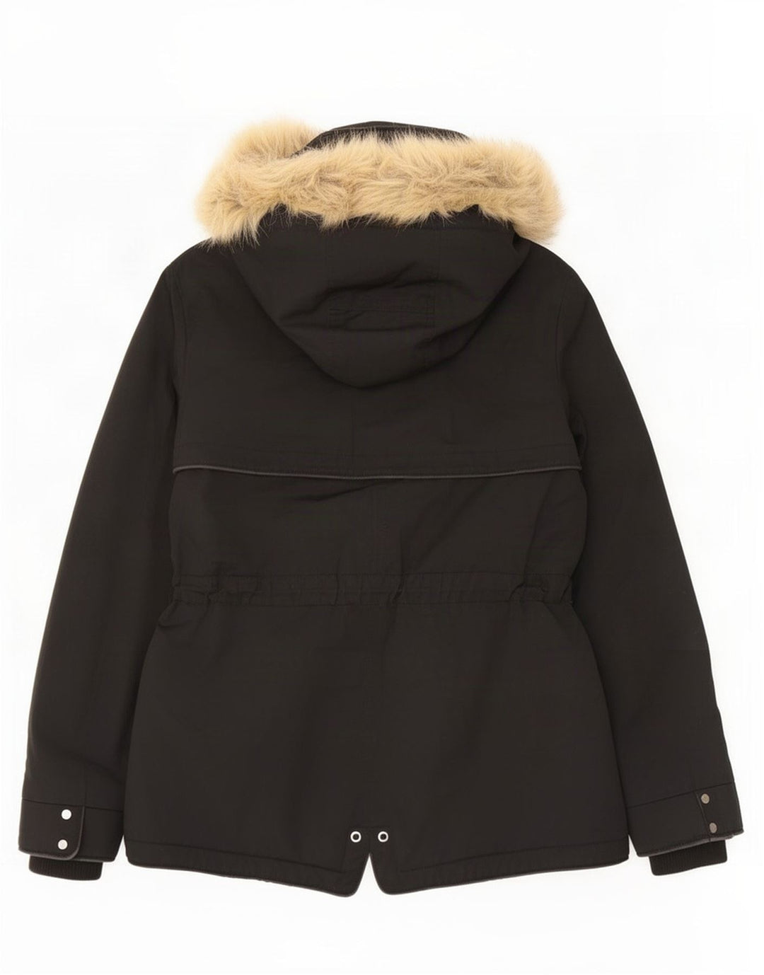 Zara Dame Hooded Parka Jacket UK 6 XS Sort Polyester
