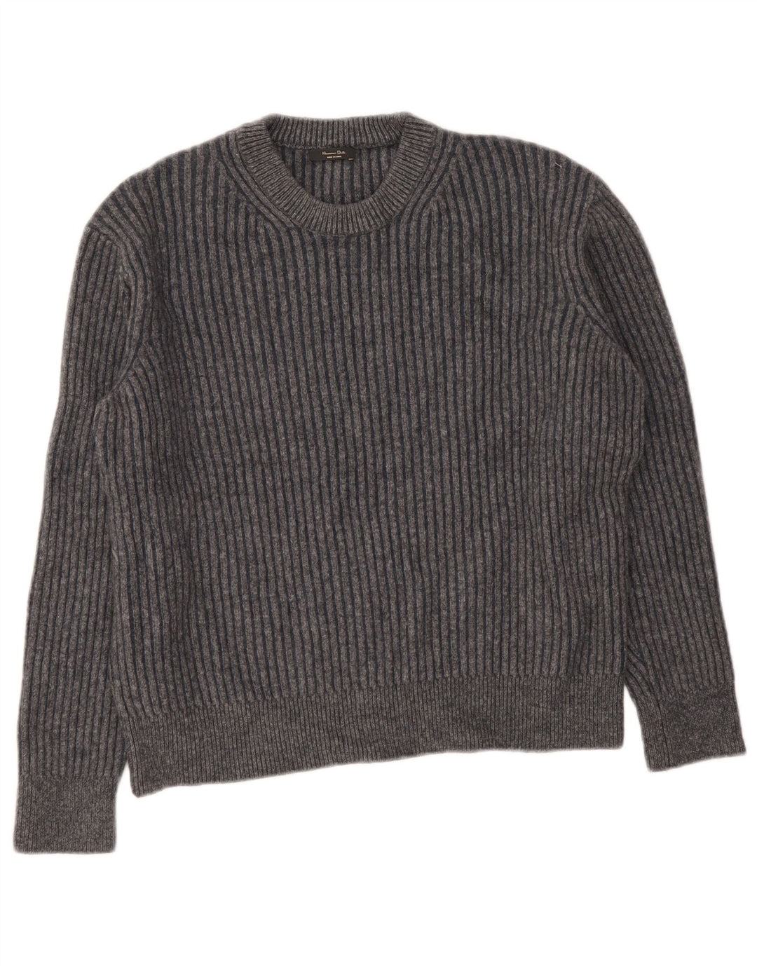 Massimo Dutti Dame Crew Neck Jumper Sweater UK 16 Large Grey Wool