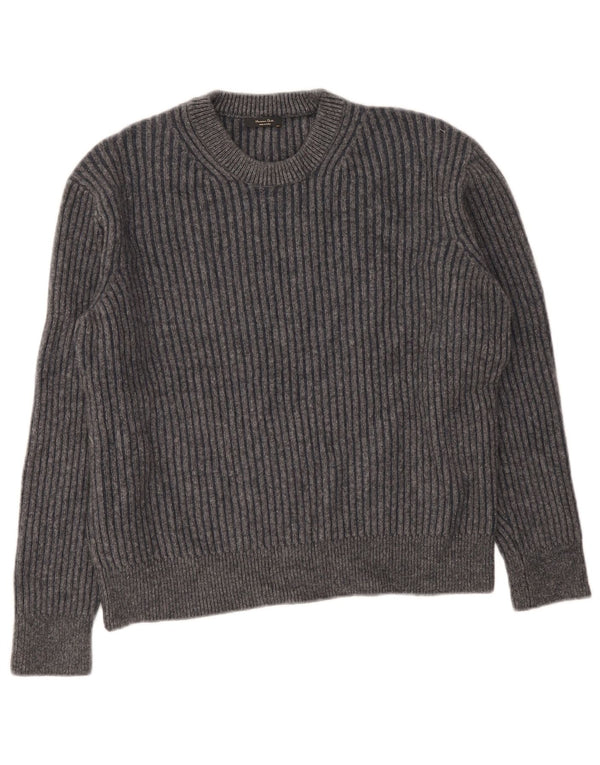 Massimo Dutti Dame Crew Neck Jumper Sweater UK 16 Large Grey Wool