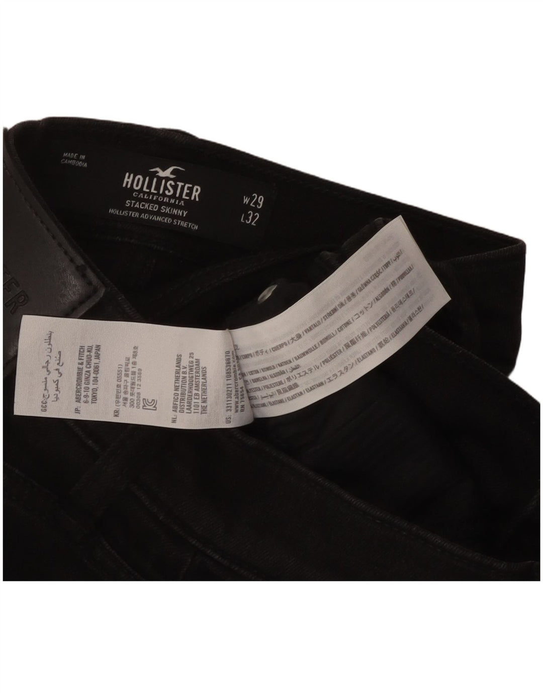 HOLLISTER Skinny Jeans til mænd W29 L32 Sort bomuld