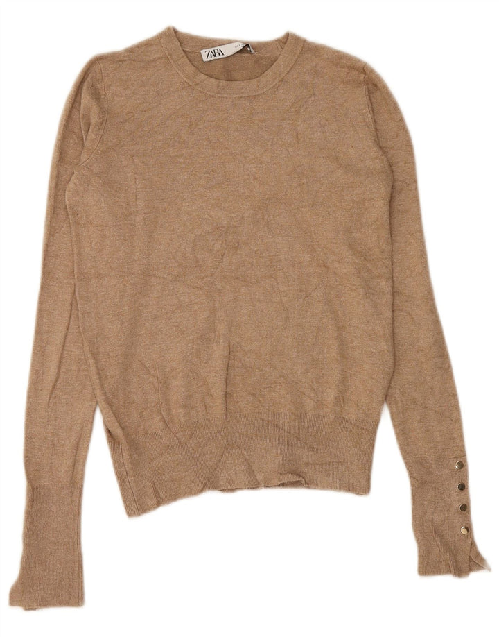 Zara Dame Boat Neck Jumper Sweater UK 8 Small Brown