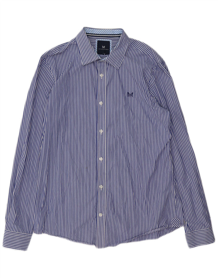 Besætningstøj Herre Slim Fit skjorte Medium Blue Nålestribet bomuld