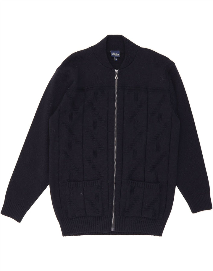 FOUR SEASONS Mens Cardigan Sweater Medium Navy Blue Acrylic Vintage Four Seasons and Second-Hand Four Seasons from Messina Hembry 