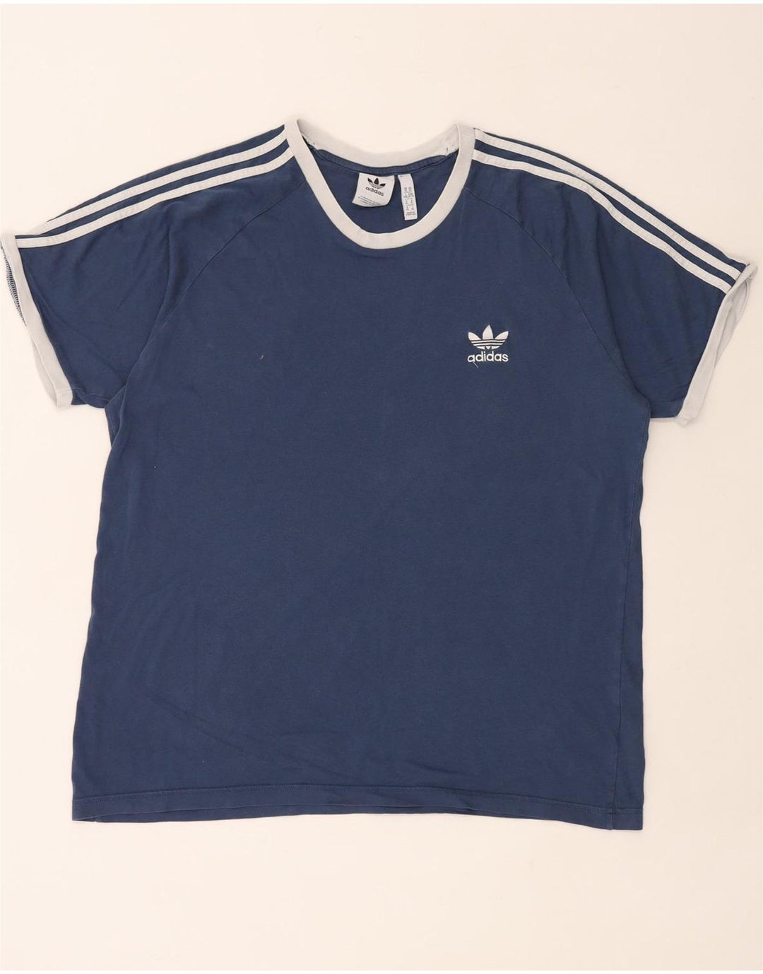 ADIDAS Herre T-Shirt Top XL Blå Bomuld