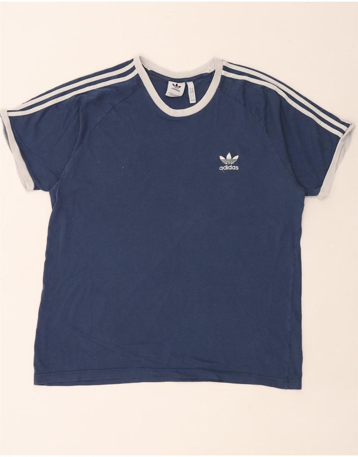 ADIDAS Herre T-Shirt Top XL Blå Bomuld