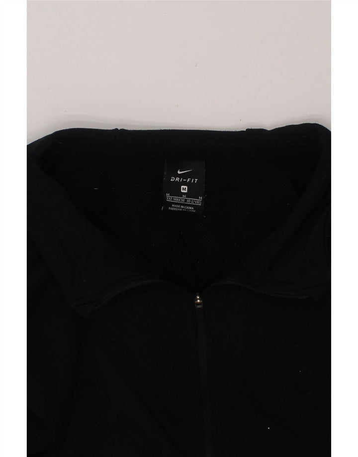 NIKE Boys Dri Fit Graphic Zip Hoodie Sweater 10-11 Years Medium Black Vintage Nike and Second-Hand Nike from Messina Hembry 