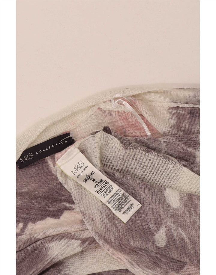 Marks & Spencer kvinders abstrakt mønster cardigan sweater UK 14 Medium Pink
