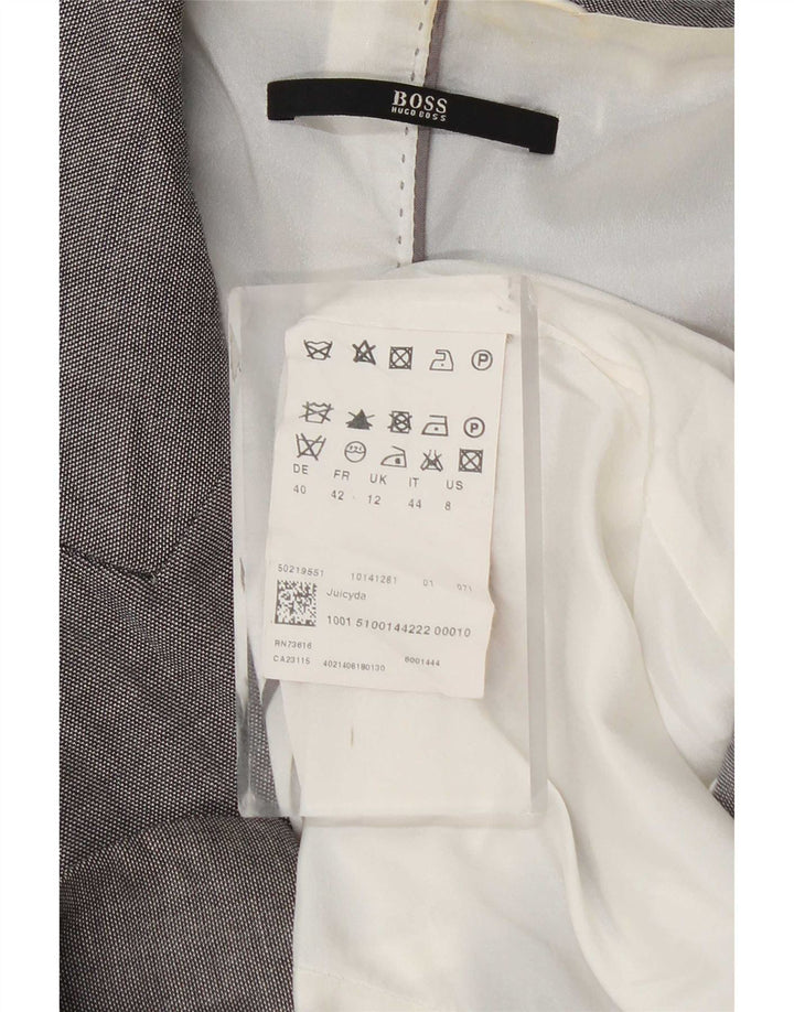 Hugo Boss Dame 2 Button Blazer Jacket UK 12 Medium Grey Uld