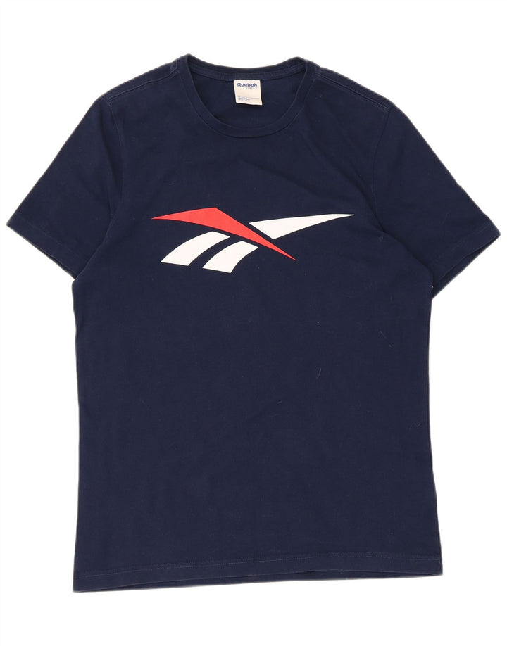 Reebok Herre grafisk T-shirt Top Medium Marineblå Bomuld