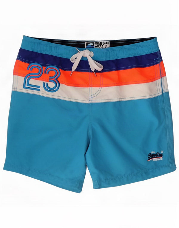 Superdry Grafiske svømmeshorts til mænd Medium blå farveblok Polyester