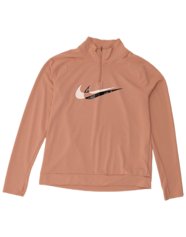 Nike Dame Dri Fit Grafisk Pullover Træningsdragt Top UK 14 Medium Pink
