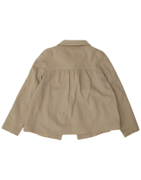 Zara Dame Loose Fit Pea Coat UK 6 XS Beige Uld