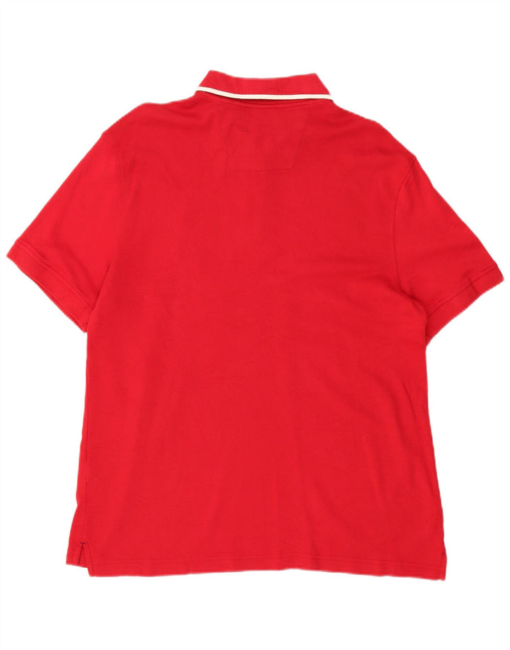 NAUTICA Mens Polo Shirt Large Red Striped Cotton