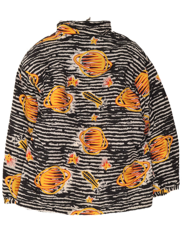 Vintage Drenge Loose Fit Anorak Jakke 13-14 år Sort Geometrisk Polyamid