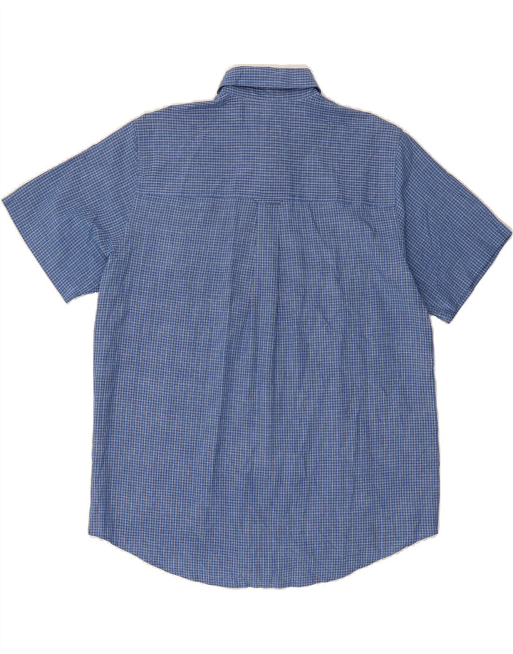 CHAPS Mens Easy Care Short Sleeve Shirt Large Blue Check Cotton Vintage Chaps and Second-Hand Chaps from Messina Hembry 