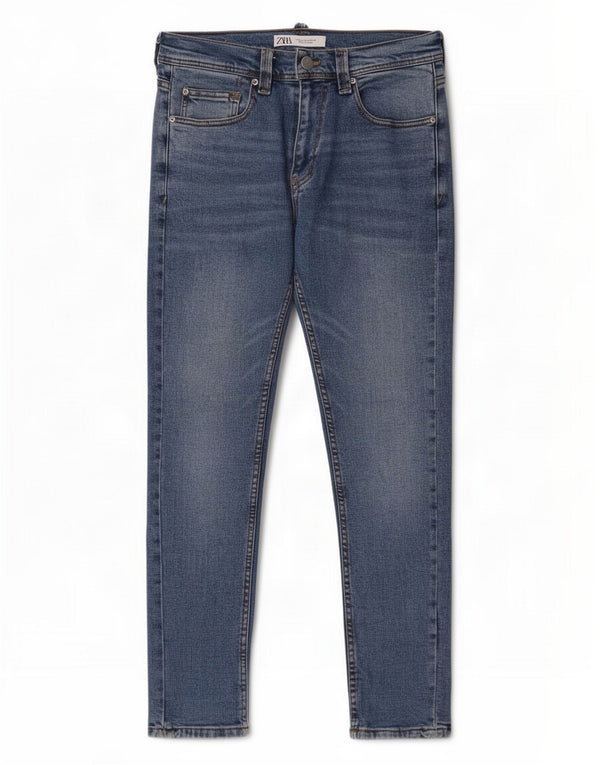 Zara Herre Slim Jeans EU 38 Small W30 L30 Blå Bomuld