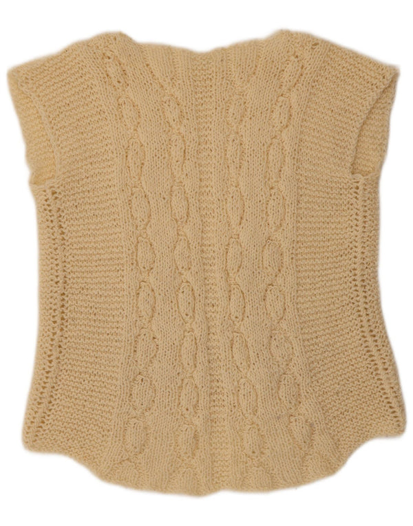 VINTAGE Dame Vest Tank Top UK 12 Medium Beige