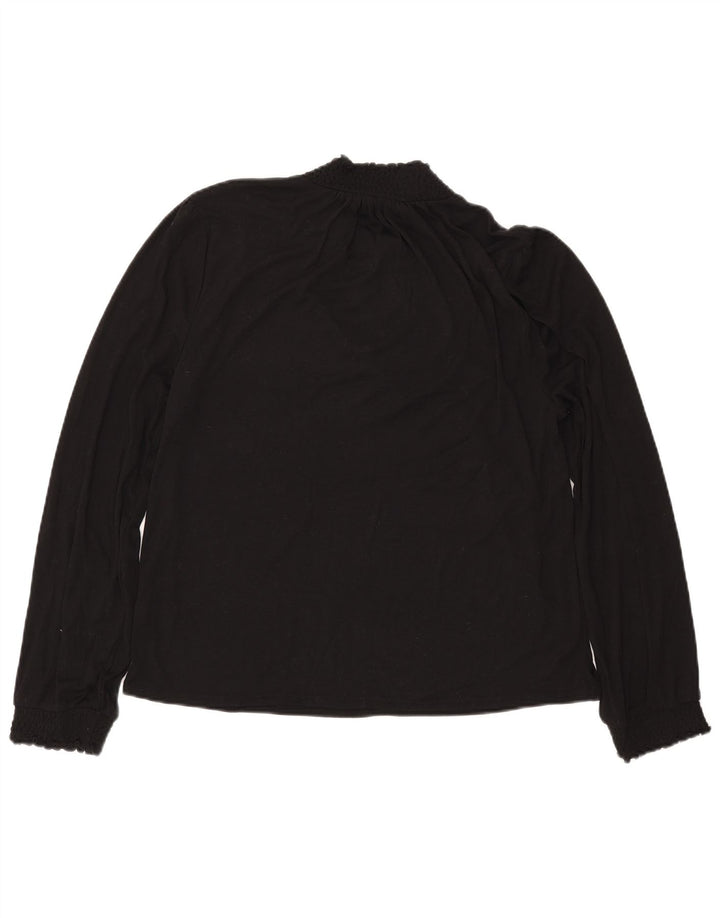 J. CREW Dame Langærmet Bluse Top UK 16 Large Black Polyester