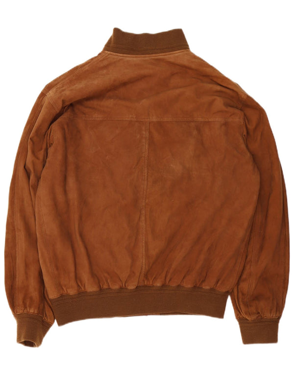 Living World Herre Ruskind Bomber Jacket UK 42 XL Brunt Læder