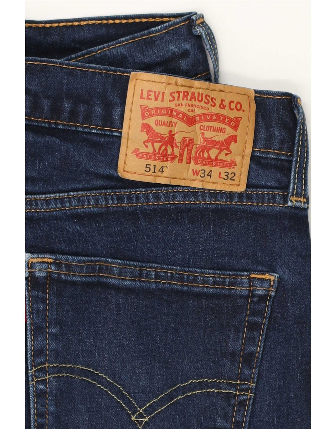 Levi's Herre 514 Straight Jeans W34 L32 Marineblå Bomuld