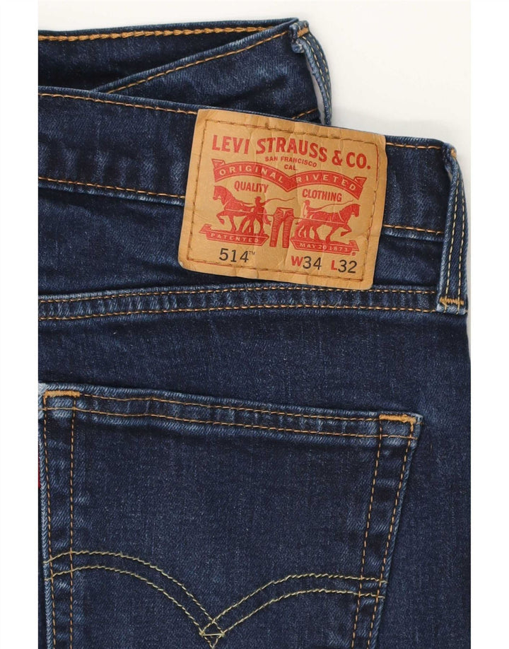 Levi's Herre 514 Straight Jeans W34 L32 Marineblå Bomuld