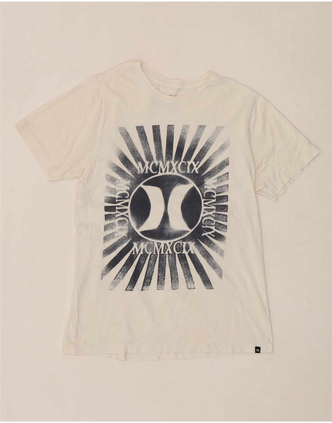 HURLEY Mens Graphic T-Shirt Top Medium White Cotton Vintage Hurley and Second-Hand Hurley from Messina Hembry 