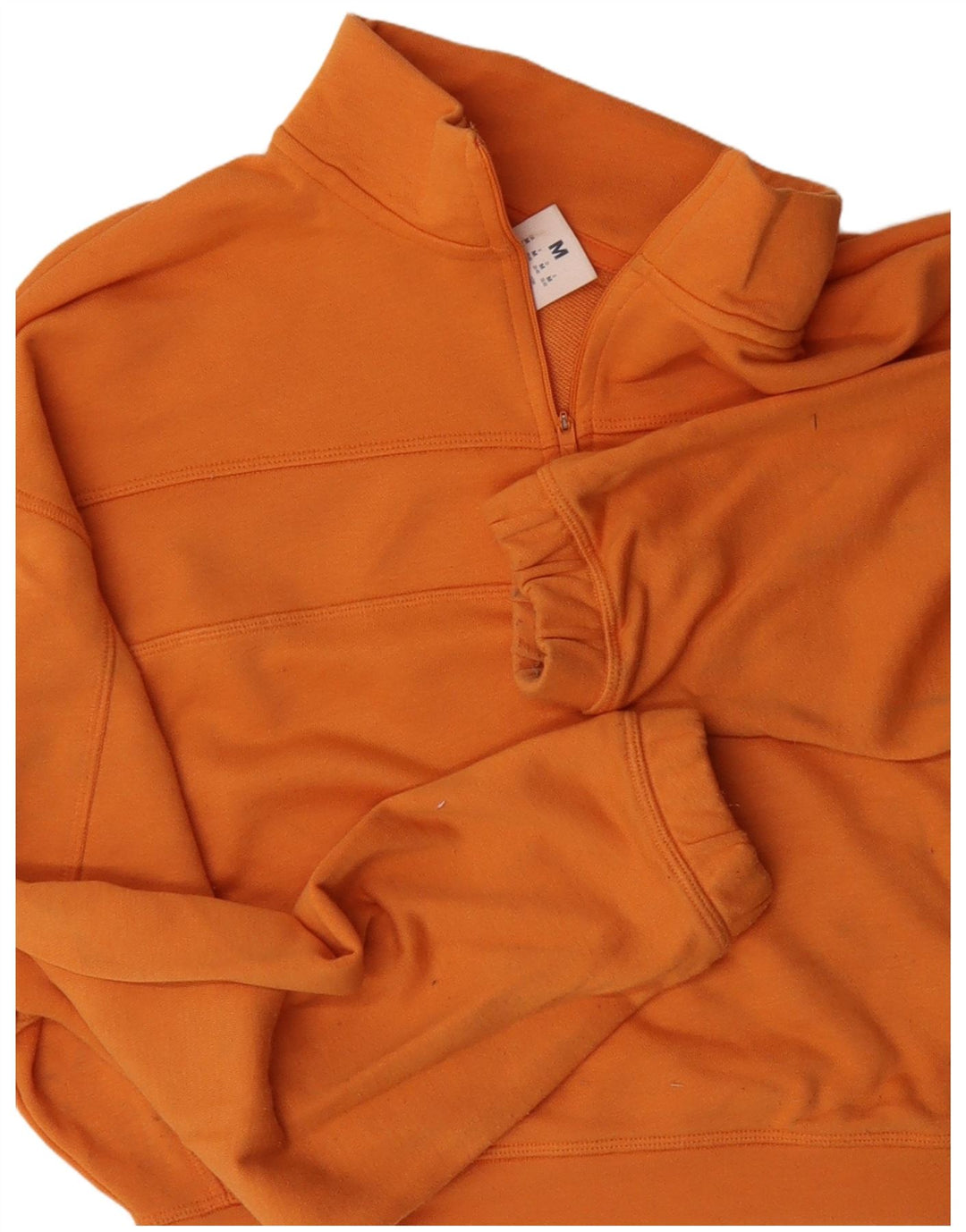 REEBOK Dame Crop Zip Neck Sweatshirt Jumper UK 14 Medium Orange
