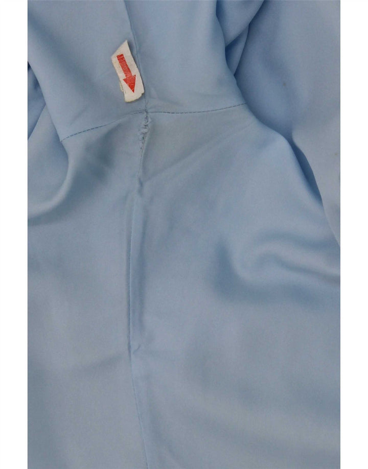 Vintage kortærmet skjortebluse til kvinder UK 14 Medium Blue Polyester