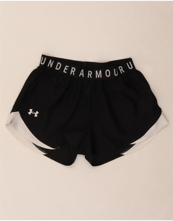 Under Armour Womens Heat Gear Sports Shorts UK 8 Small Black Colourblock