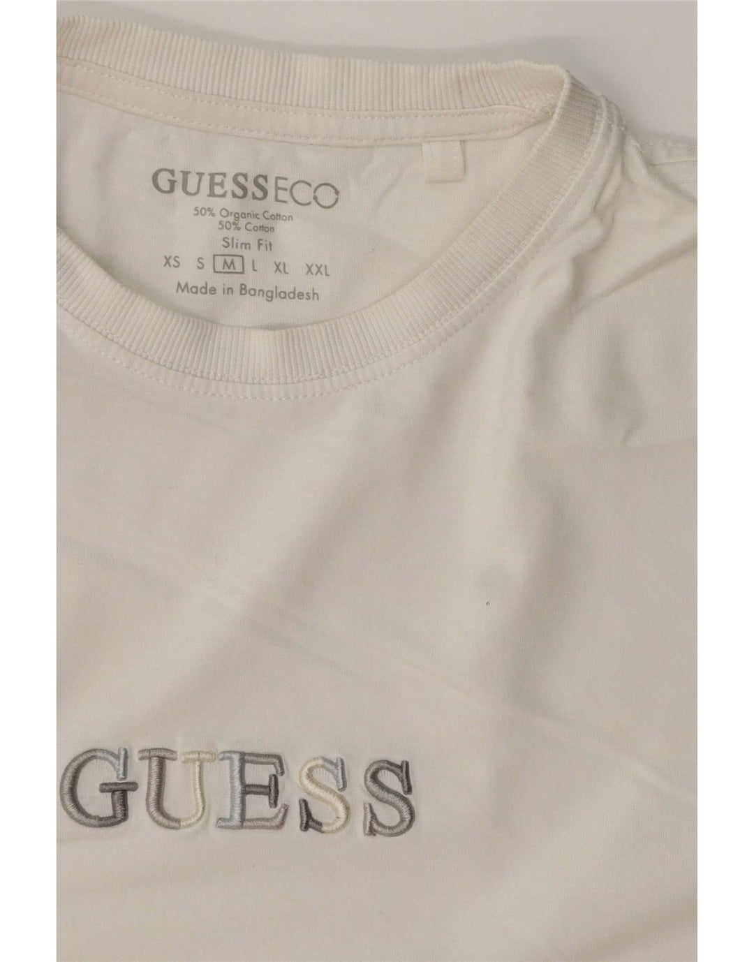 Guess Herre Slim Fit Grafisk T-Shirt Top Medium Hvid Bomuld