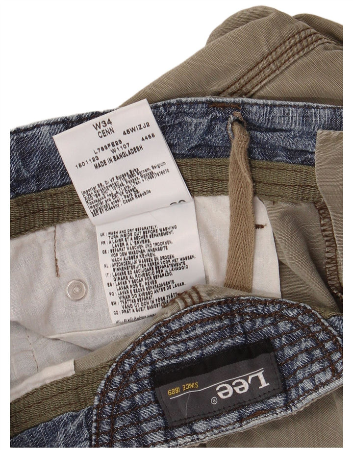 Lee Womens Cenn Cargo Shorts W34 Large Khaki Bomuld