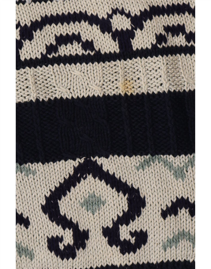 Vintage Herre rund hals sweater stor marineblå Fair Isle