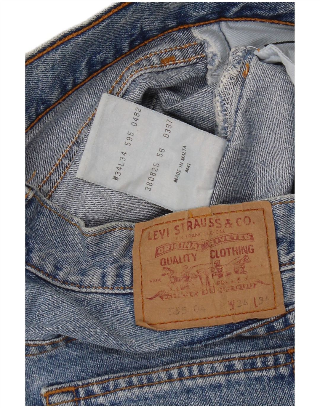 Levi's Herre 595 Straight Jeans W34 L28 Blå Bomuld