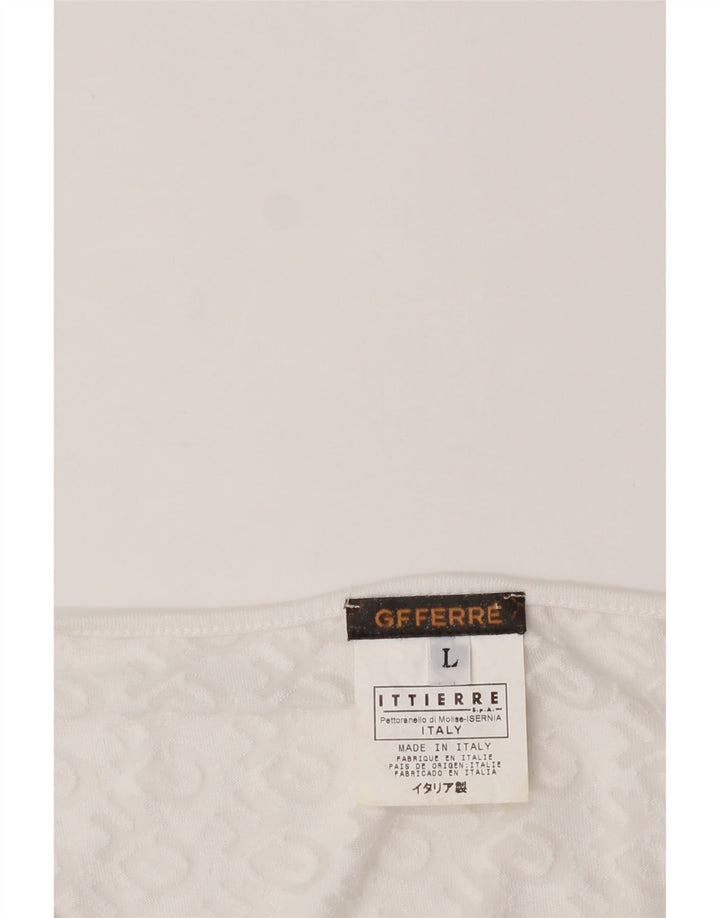 GF FERRE Womens Graphic Top Long Sleeve UK 16 Large White Viscose Vintage GF Ferre and Second-Hand GF Ferre from Messina Hembry 