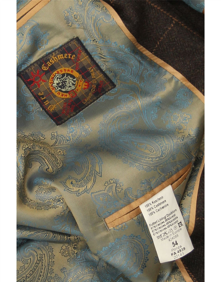 Vintage herre 3 knaps blazerjakke IT 54 2XL brun ternet kashmir