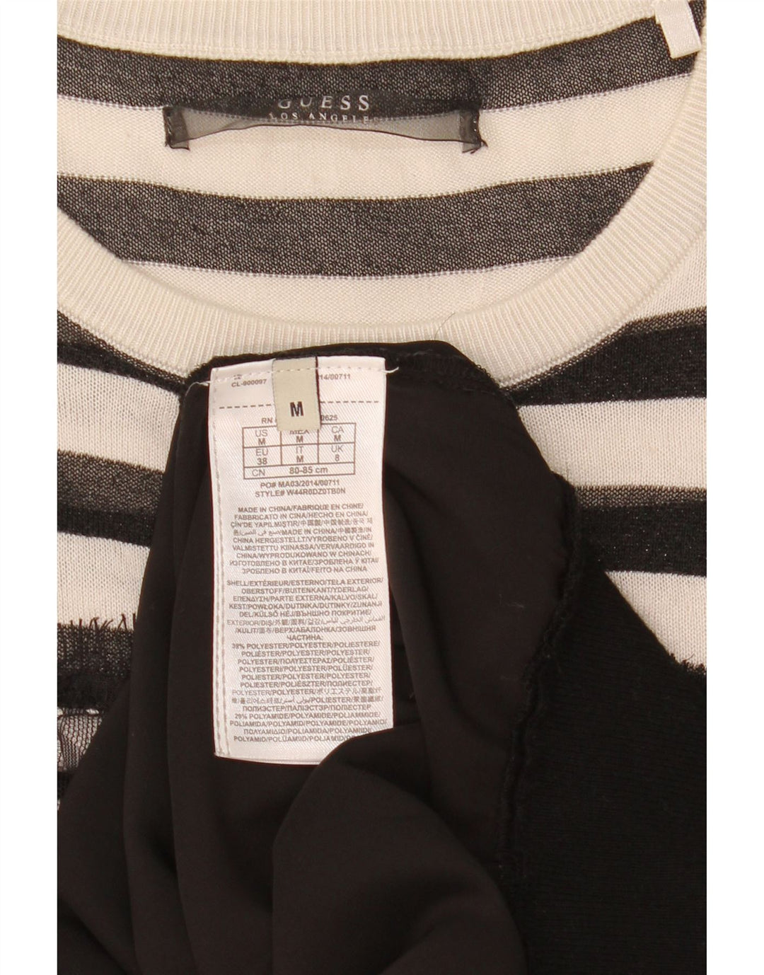 Guess Womens Boat Neck Jumper Sweater UK 8 Lille sort stribet polyester