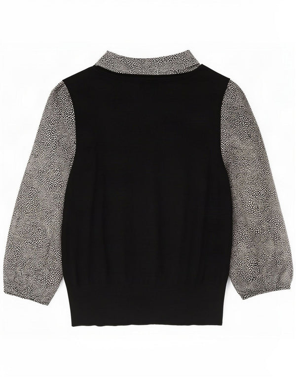 Marks & Spencer Dame 3/4-ærmet bluse top UK 14 Medium Black Colourblock